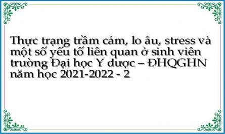 Thực trạng trầm cảm, lo âu, stress và một số yếu tố liên quan ở sinh viên trường Đại học Y dược – ĐHQGHN năm học 2021-2022 - 2