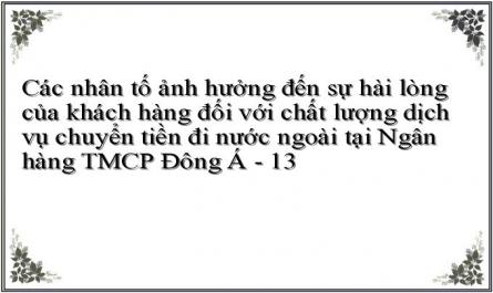 Bảng Khảo Sát Sự Hài Lòng Của Khách Hàng Đối Với Dịch Vụ Chuyển Tiền Đi Nước Ngoài Tại