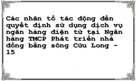 Các nhân tố tác động đến quyết định sử dụng dịch vụ ngân hàng điện tử tại Ngân hàng TMCP Phát triển nhà đồng bằng sông Cửu Long - 15