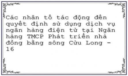 Các nhân tố tác động đến quyết định sử dụng dịch vụ ngân hàng điện tử tại Ngân hàng TMCP Phát triển nhà đồng bằng sông Cửu Long - 16