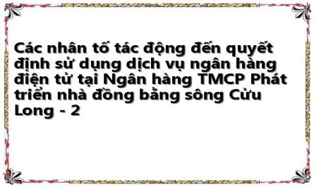 Các nhân tố tác động đến quyết định sử dụng dịch vụ ngân hàng điện tử tại Ngân hàng TMCP Phát triển nhà đồng bằng sông Cửu Long - 2