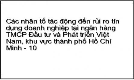 Các nhân tố tác động đến rủi ro tín dụng doanh nghiệp tại ngân hàng TMCP Đầu tư và Phát triển Việt Nam, khu vực thành phố Hồ Chí Minh - 10