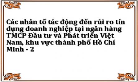 Các nhân tố tác động đến rủi ro tín dụng doanh nghiệp tại ngân hàng TMCP Đầu tư và Phát triển Việt Nam, khu vực thành phố Hồ Chí Minh - 2