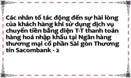 Các nhân tố tác động đến sự hài lòng của khách hàng khi sử dụng dịch vụ chuyển tiền bằng điện T-T thanh toán hàng hoá nhập khẩu tại Ngân hàng thương mại cổ phần Sài gòn Thương tín Sacombank - 2
