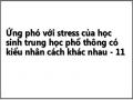 Các Yếu Tố Ảnh Hưởng Đến Ứng Phó Với Stress Của Học Sinh Trung Học Phổ Thông Có Kiểu Nhân Cách Khác Nhau