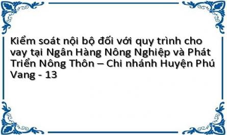 Kiểm soát nội bộ đối với quy trình cho vay tại Ngân Hàng Nông Nghiệp và Phát Triển Nông Thôn – Chi nhánh Huyện Phú Vang - 13