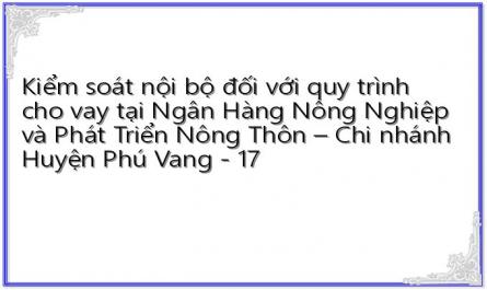 Kiểm soát nội bộ đối với quy trình cho vay tại Ngân Hàng Nông Nghiệp và Phát Triển Nông Thôn – Chi nhánh Huyện Phú Vang - 17