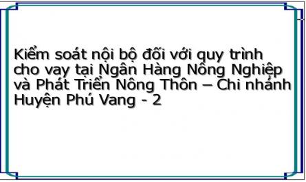 Kiểm soát nội bộ đối với quy trình cho vay tại Ngân Hàng Nông Nghiệp và Phát Triển Nông Thôn – Chi nhánh Huyện Phú Vang - 2